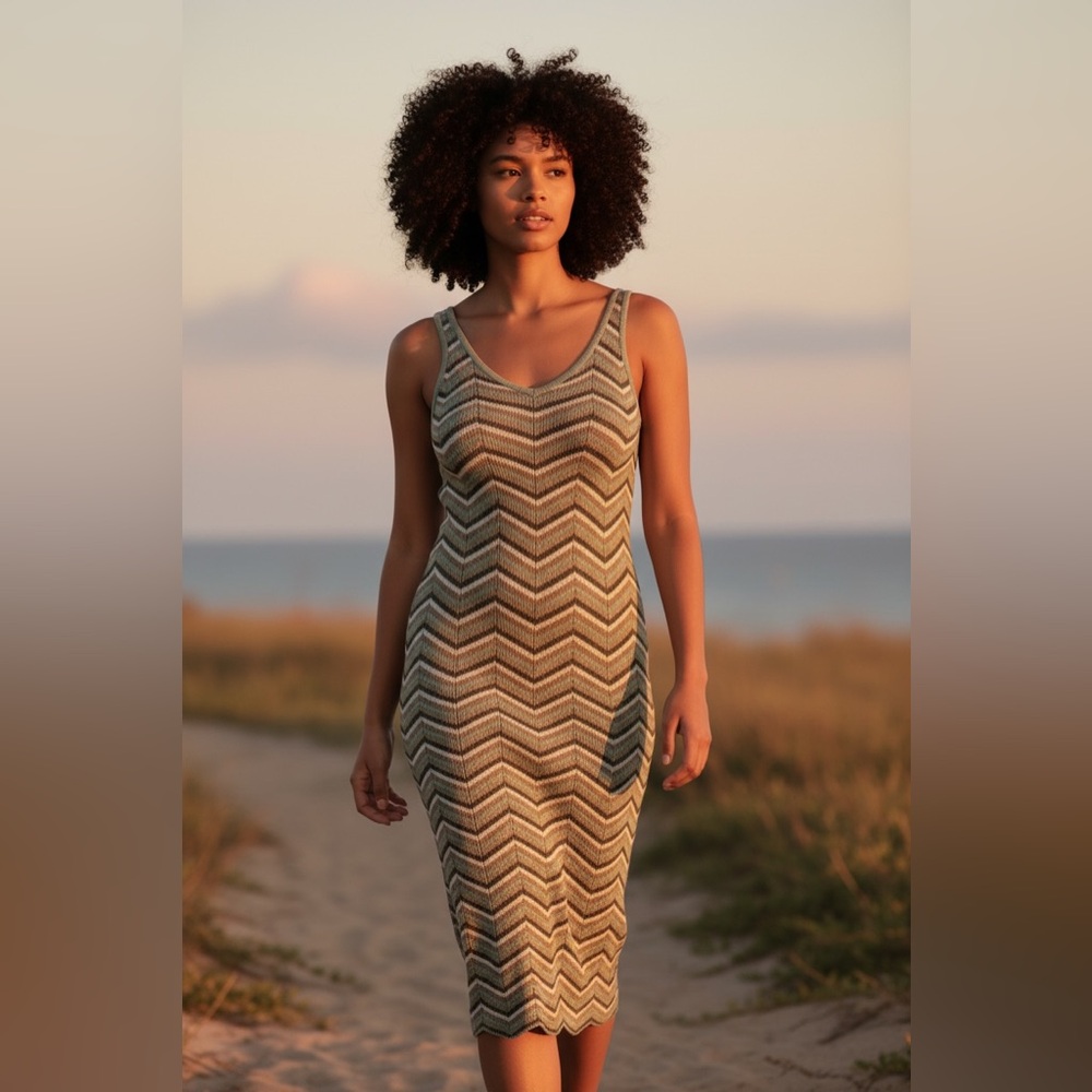 Cato Chevron Knit Midi Dress